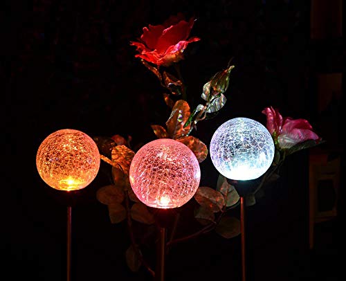 Solaration Crackle Glass Globe Solar Lawn Light, 3.5" Dia (3 Pack)
