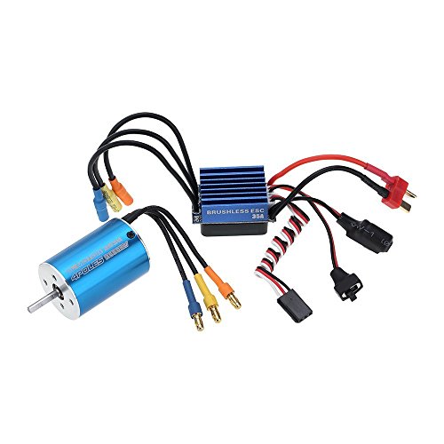 Jrelecs 2838 3600KV 4P Sensorless Brushless Motor & 35A Brushless ESC Electronic Speed Controller for 1/14 1/16 1/18 RC Car (2838 3600kv)