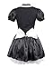 Quesera Women's French Maid Costume Sexy Black Satin Layered Halloween Fancy Dress, Black, US Size Small/Medium (Tag XL)