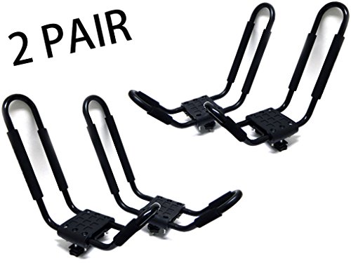 2 Pairs Universal J Shape Steel Kayak Canoe Paddle Surf Snow Board Carrier Roof Rack Car Top 