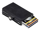 Secrid Twin Wallet Genuine Leather Vintage Black with RFID Safe black Card Case max 16 cards