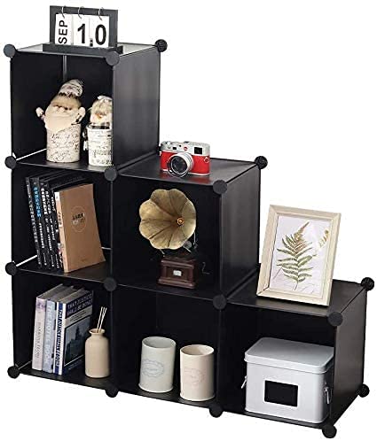 infinitoo 6 Cube Storage Organizer, Cube Cabinet Organizer Storage, Closet Storage Shelves, Space Saving DIY Wardrobe Closet Bookcase Bookshelf for Bedroom, Office, Dorm Room-Black
