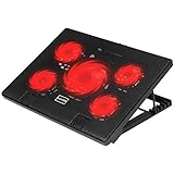 Kootek Laptop Cooling Pad 12"-17" Cooler Pad Chill Mat 5 Quiet Fans with Adjustable Laptop Stand Notebook Mounts LED Lights and 2 USB 2.0 Ports (Red)