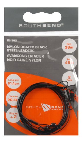 SouthBend 36" Black/Nylon Coated Steel BL-362 Leader Pack of 2/45 lbs