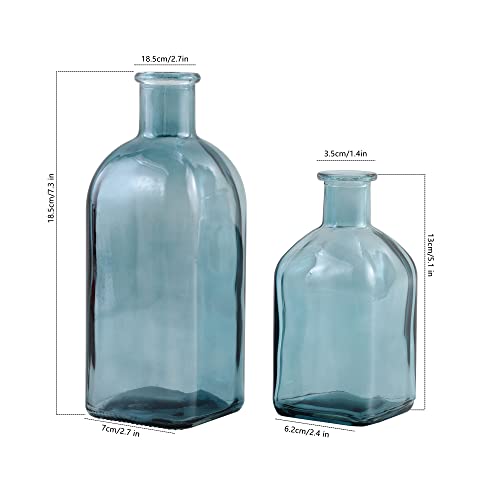 GMWD Glass Flower Vase Set of 6 Tall Clear Bud Vases, 14.5 Oz 8 Oz Apothecary Bottle Assorted Color Vases Decorative for Centerpieces Home Decoration Wedding Reception Table Decor