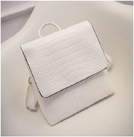 Shoulder Bag White Solid PU Square Alligator Women Backpack Arcuate Shoulder Strap Soft Handle Daily Backpacks