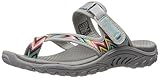 Skechers Women's Reggae Zig Swag Flip Flop,Grey/Multi,8 M US