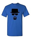 Heisenberg W. White Face Adult T-Shirt Tee (Large, Royal Blue)
