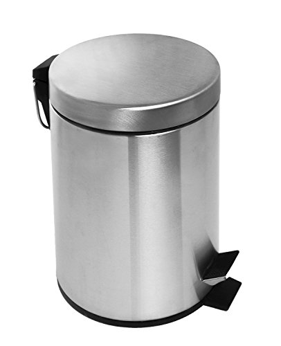 Estilo Round Brushed Stainless Steel Step Trash Can 3L-Fingerprint Resistant