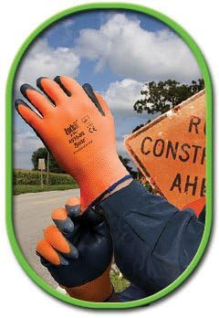SHOWA Best Glove Size 9 Zorb-IT HV General Purpose Gray Flat-Dipped Sponge Nitrile Palm Coated Work Gloves With High-Viz Orange Seamless Nylon Liner