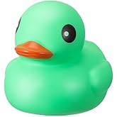 Honoson 6.89 Inch Giant Rubber Duck Glitter Large Rubber Duck, Green | Big Sparkly Bath Toy for Summer, Birthday Party Favor Gift