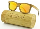 SKYMOOD Wood Polarized Sunglasses With Bamboo Case - Wayfarer Style For Men And Women