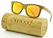 SKYMOOD Wood Polarized Sunglasses With Bamboo Case - Wayfarer Style For Men And Women