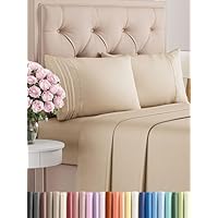 Queen Size 4 Piece Sheet Set - Comfy Breathable & Cooling Bed Sheets Set - Hotel Luxury Bedding for Women, Men, Kids, Teens, Boys & Girls - Deep Pockets, Ultra-Soft, Wrinkle Free - Oeko-Tex - Cream