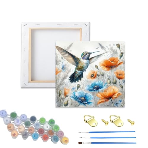 Hummingbird and Poppies