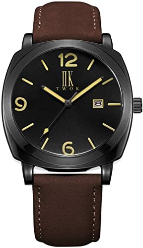 TWOK Men's/Women's (Unisex-adult) IIK6003G Luminous Waterproof Army Style Leather Wrist Watch