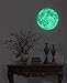 Judek 30cm Bedroom Glow in the Dark Full Moon Light Luminous Wall Art Stickers and Stars Removable Decorations. (green)