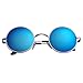 Aoron Vintage Round Sunglasses with Polarized Mirrored Lenses for Retro Women and Men (Light Blue Mirrored, 46mm lens width)