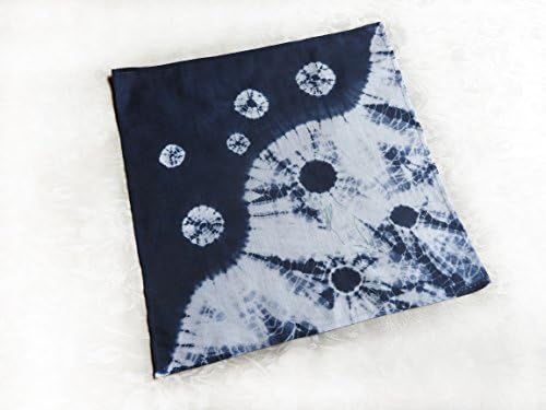 Handmade Cotton Handkerchief Shibori Hand Dyed Blue and White