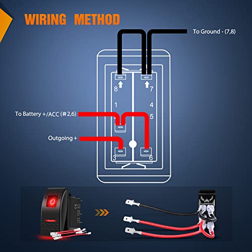 Nilight 6 Pack Rocker Switches with Night Glow Stickers 5 PIN SPST