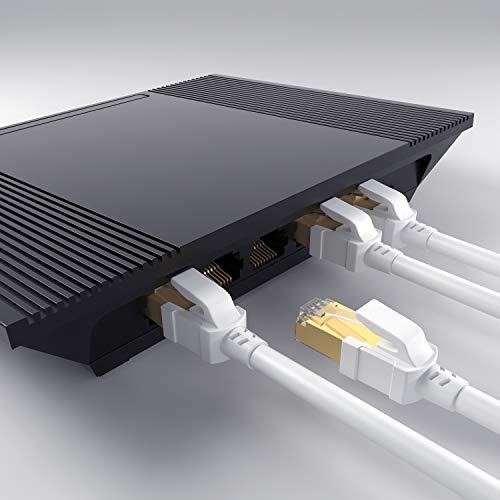 Cat8 Ethernet Cable 40FT, BUSOHE Shielded RJ45 LAN Internet Network Cable, 40Gbps 2000MHz Gigabit Patch Cord Wire for Modem, Router, PS3, PS4, Xbox (White) - Thumbnail 6