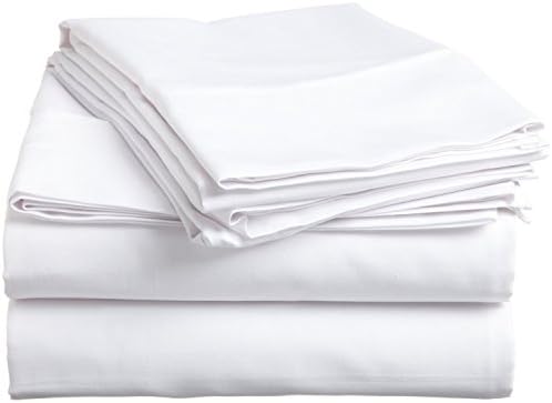 Cruiz Linen 600 Thread Count Sleeper Sofa Bed 4-PCs Sheet Set Pure Egyptian Cotton Queen Sofa (60" x 74") White Solid 10" Inches Deep Pocket
