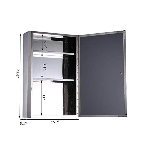 Vertical 24″ Stainless Steel Bathroom Wall Mirror Medicine