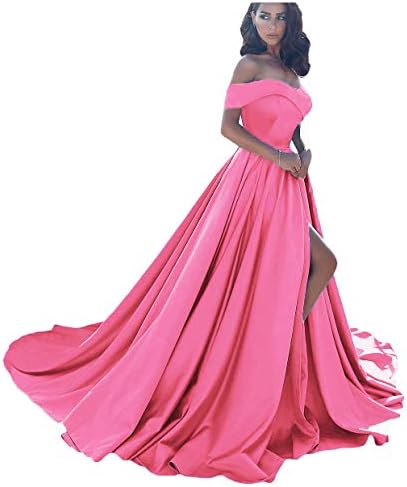 Dressesonline Women's Off The Shoulder A Line Split Prom Evening Dresses Long Formal Gown