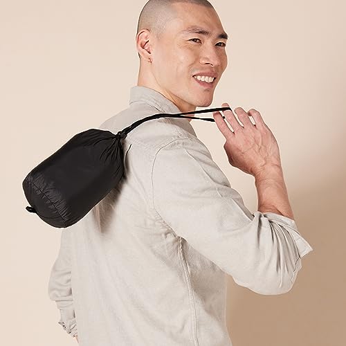 Amazon Essentials Men's Lightweight WaterResistant Packable Hooded Puffer Jacket, Black, Large
