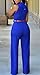 roswear Women's Plus Size Plunge Neck Button Up Dressy Jumpsuits Royal Blue XL