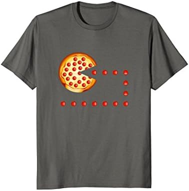 Mens Pizza Munching Pepperoni 80s Retro Game T-Shirt for All Ages 2XL Asphalt
