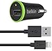 Belkin F8J078bt04-BLK F8J078 2.1 Amp Car Charger with Lightning to USB Cable - Retail Packaging - Black