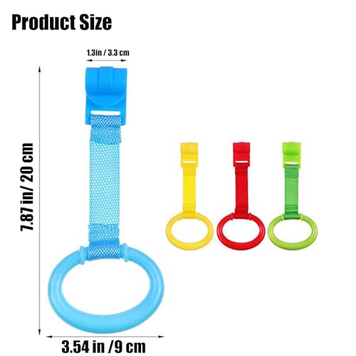 PandaEar 8 PCS Baby Pull Up Rings, Toddler Walking Exercise Stand Up for Playpen & Crib, Infant Cot Hanging Rings for Kids