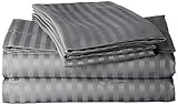 King Striped Bed-Sheet-Set Grey - Brushed Velvety Microfiber -Luxurious, Comfortable, Breathable, Soft & Extremely Durable - Wrinkle, Fade & Stain Resistant - Hotel Quality By Utopia Bedding (King, Grey)