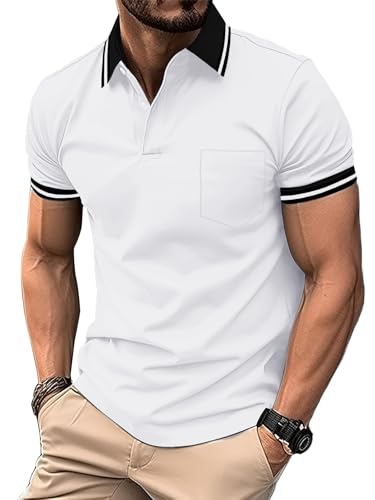 SwissWell 5 Pack Men's Golf Polo Shirt Short Sleeve Lightweight Summer T Shirt Tennis Breathable