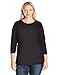 Fresh Women's Plus Size 3/4 Printed Scoop Neck Tee W Satain Trim