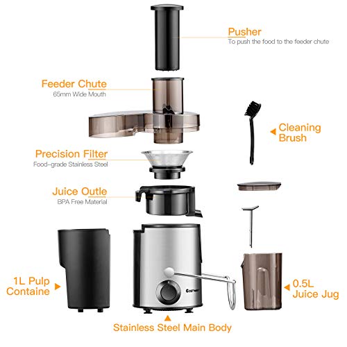 COSTWAY Juicer Machines with 2.5inch Wide Mouth, 400W Masticating