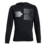 Under Armour Boys Rival Logo Hoodie, Black (001)/Steel, Youth Large