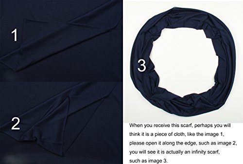 corciova Light Weight Infinity Scarf with Solid Colors Navy