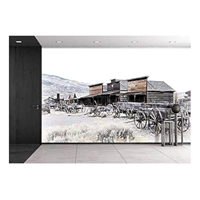 Cody, Wyoming, Old Wooden Wagons in a Ghost Town, United States - Removable Wall Mural | Self-Adhesive Large Wallpaper - 100x144 inches
