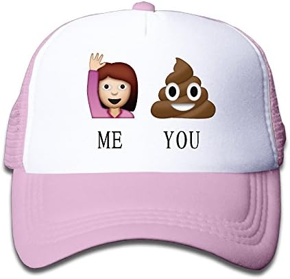 Funny Poop Emoji Boy Girl Hats Snapback Mesh Cap Adjustable Baseball Caps Kids Trucker Hat Pink