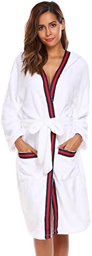 Hufcor Women's 100% Terry Cotton Hooded Bathrobe Toweling Robe