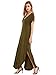 Verdusa Women's V Neck Side Pockets Split Hem Beach Long Maxi Dress Olive Green XL
