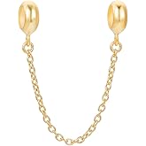 BENECREAT 925 Sterling Silver Safety Chain, Bracelets Dangle Pendant Bead Charm, 2.8inch Long Chain Extenders for European Charm Bracelets