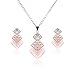 Everrich Fashion Love Crystal Stud Earrings Necklace Statement Jewelry Sets for Women Valentine,Pink,2 Pairs
