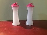 Tupperware Large Hourglass Salt and Pepper with Pink Seals