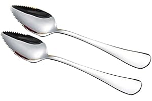 2 Pack Stainless Steel Grapefruit Spoons | Serrated Edge Scoop for Ice Cream, Fruit, Dessert, Cheese and Vegetables | Durable