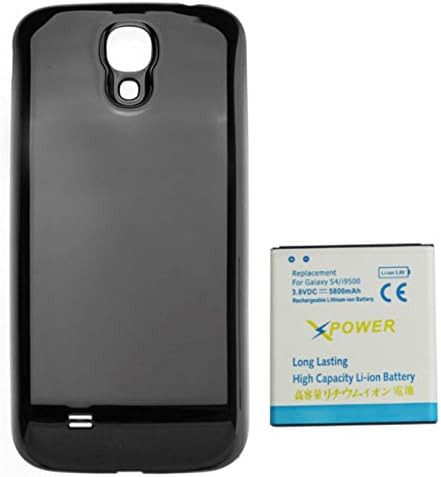 X-Power 5800mAh Extended Battery with Black Battery Cover Door for Samsung Galaxy S4 GT-i9500, GT-i9505, SGH-M919, SCH-i545, SGH-i337, SPH-L720