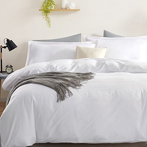 Nestl White Duvet Cover Full Size Soft Full Size Duvet Cover Set, 3