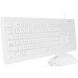 Macally USB Wired Keyboard and Mouse Combo with 2 Port USB Hub &amp; Apple Shortcut Keys for Mac and Windows PC (MKEYXU2COMBO)